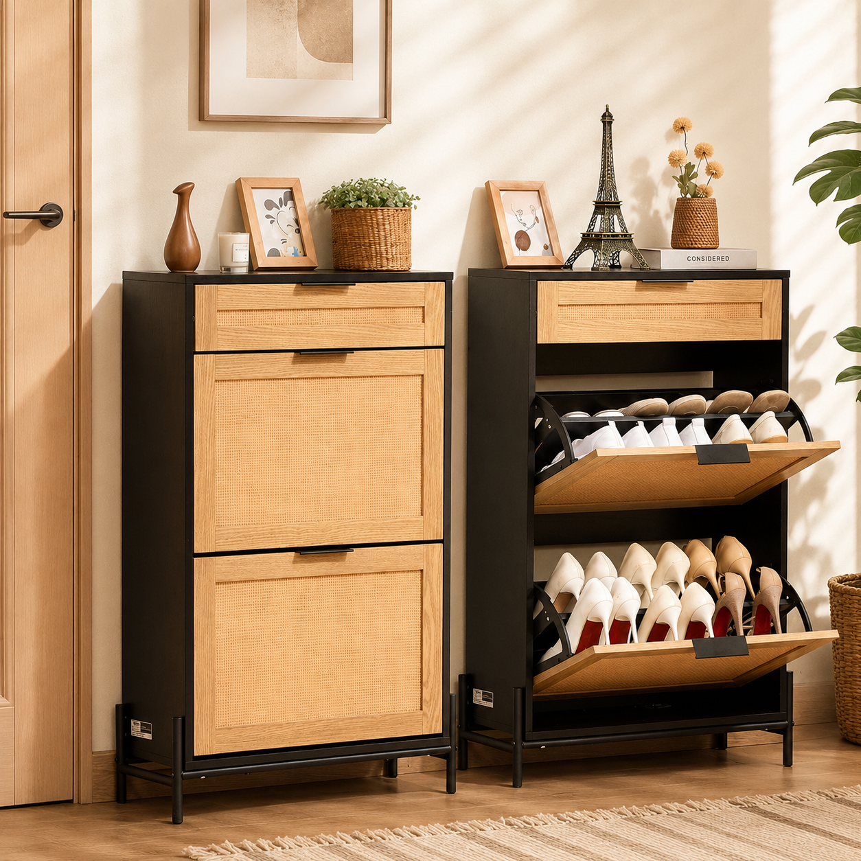 AVELLO Rattan Shoe Cabinet