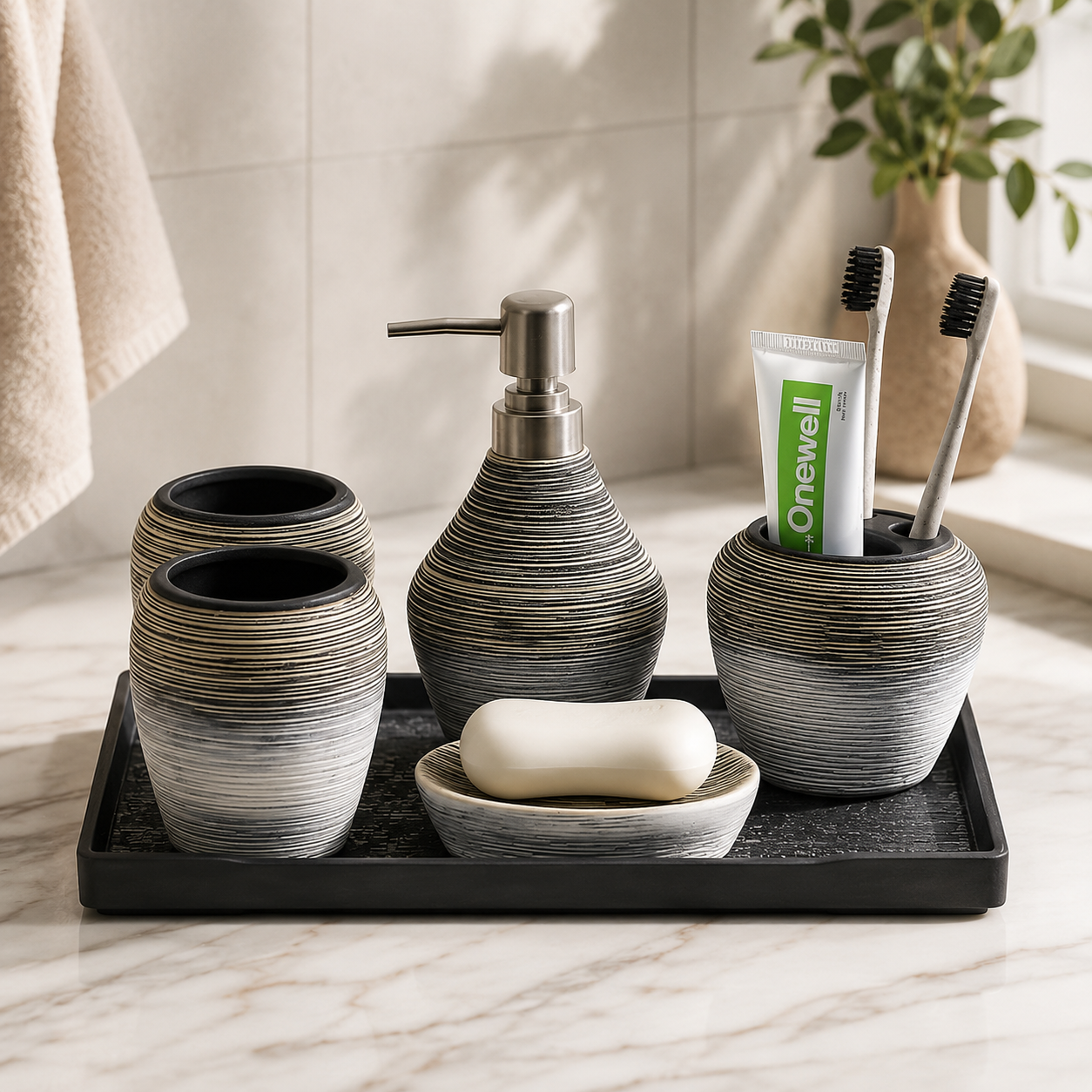 AVELLO Retro Stone Bathroom Set